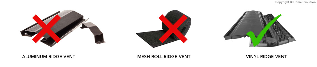 Different types of ridge vent systems